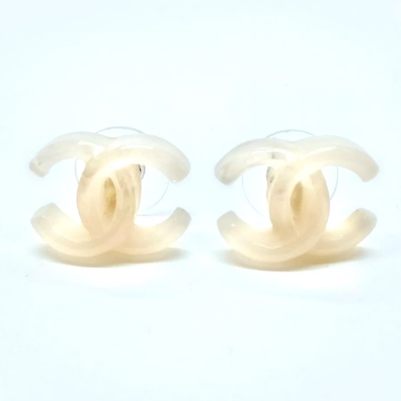 Chanel RARE Crystal Translucent CC earrings Size: 1.4 x 1.8 cm For pierced ears - Picture 1 of 6
